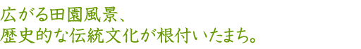 広がる田園風景、歴史的な伝統文化が根付いたまち。